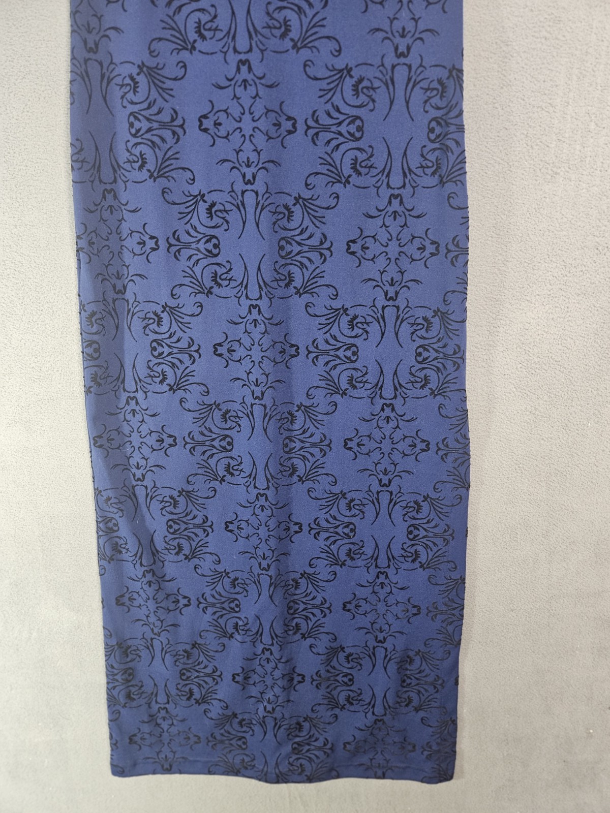 Vintage 90s Alyn Paige Womens 5/6 Maxi Slip Dress Navy Velvet Black Paisley Tank