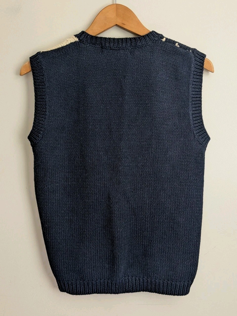 Vtg Eagles Eye Handknit Cotton Sweater Vest Patriotic USA Flag Eagle Womens S