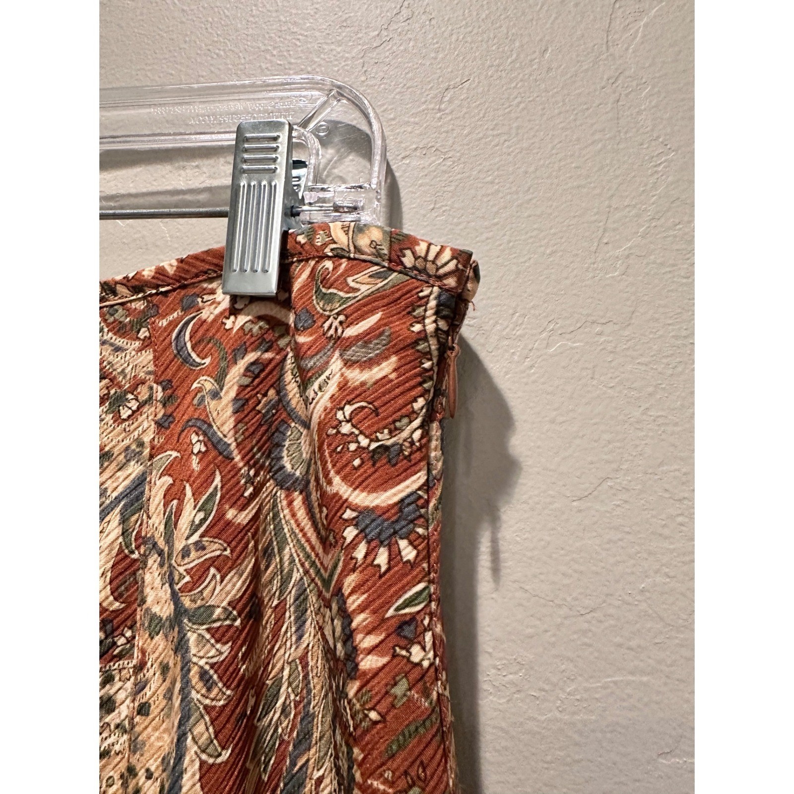 Charter Club Vintage Earth Tones Paisley Midi Skirt 8P Boho Cottagecore Nature