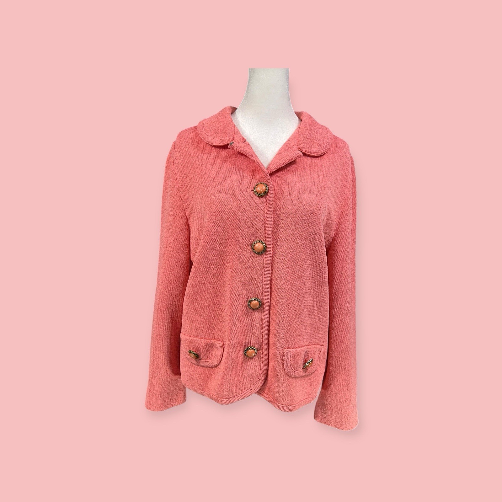 VINTAGE CASTLEBERRY KNIT JACKET BLAZER MOD PREPPY GLAM POWER SUIT CARDIGAN USA M
