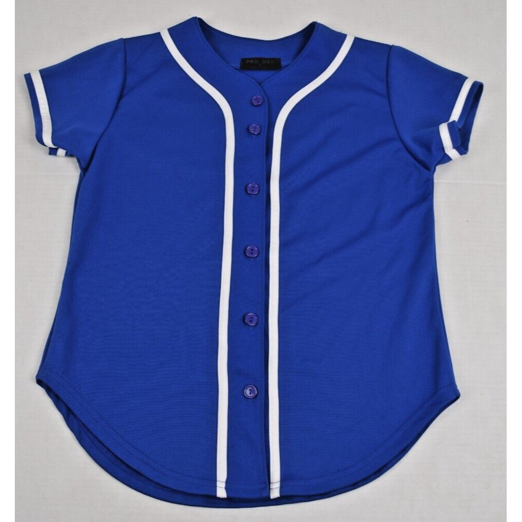 Vintage Jersey Shirt Size M 80s Top Pro USA Vibrant Blue White Trim Made USA