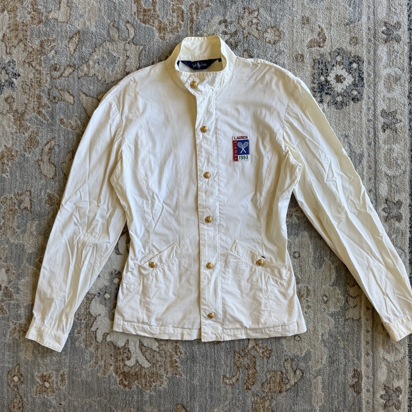 Vintage Ralph Lauren 1993 Tennis Jacket Women’s Sz 8 90s White RARE Sports Zip