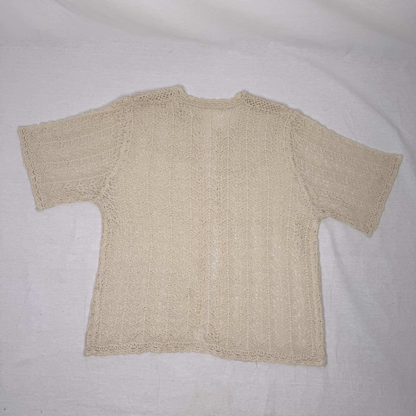 Vintage Handmade Crochet Cardigan Cream Cottagecore Fairycore Lace Top