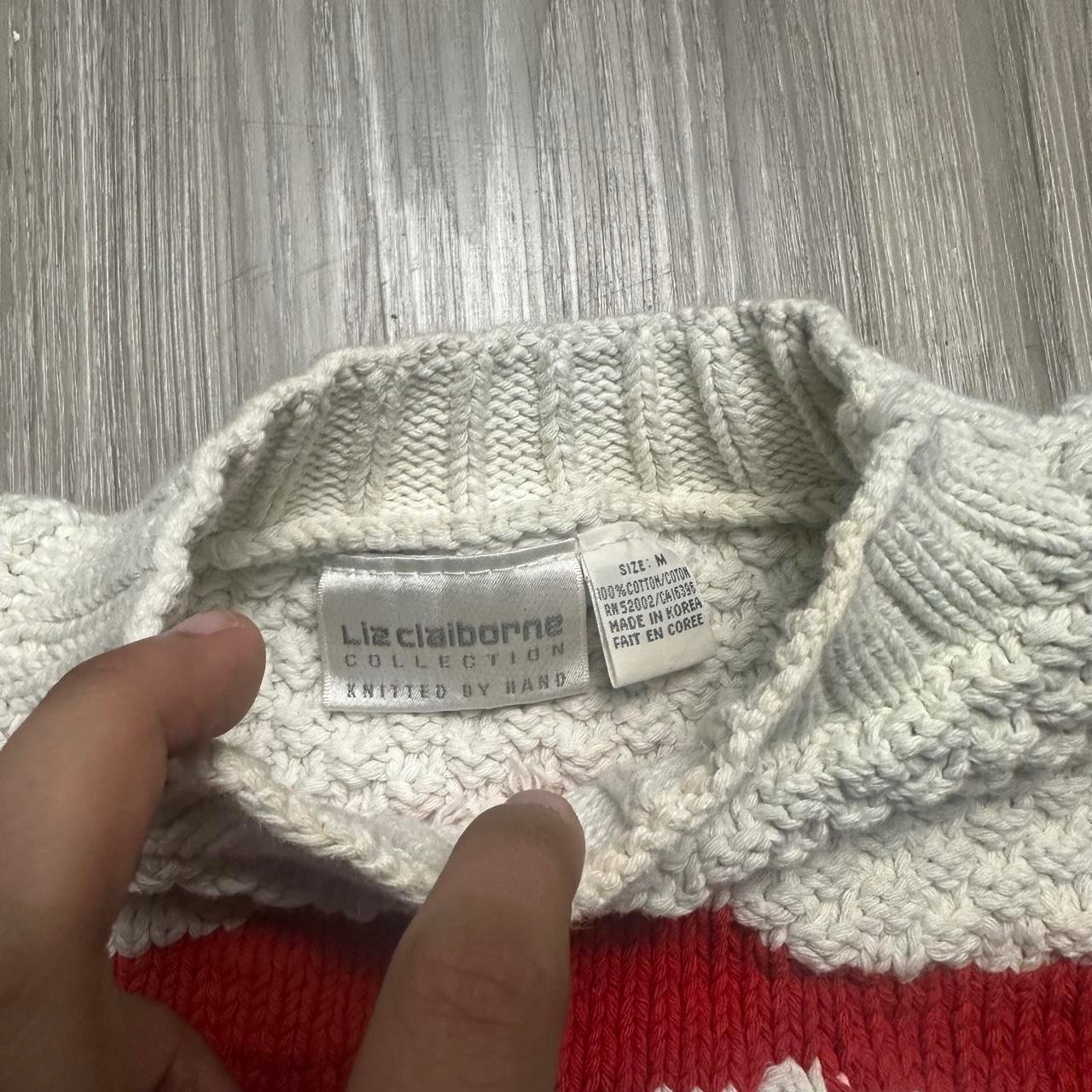 Medium Vintage 90s white, red, navy blue, and green wavy striped cotton knitwear