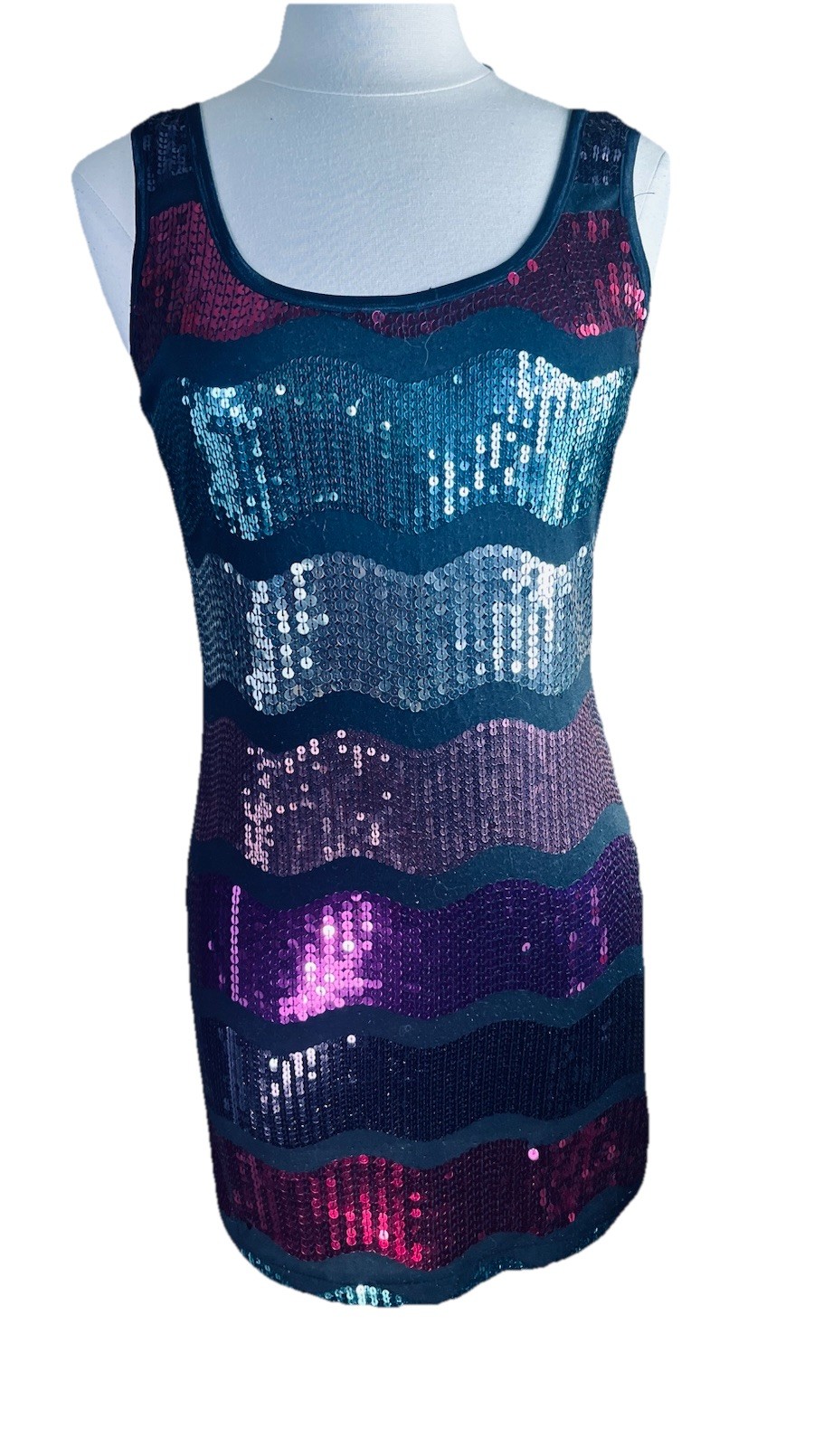 Steppin Out (13/14) Multicolor Sequin Short Dress 100% Polyester Low Back