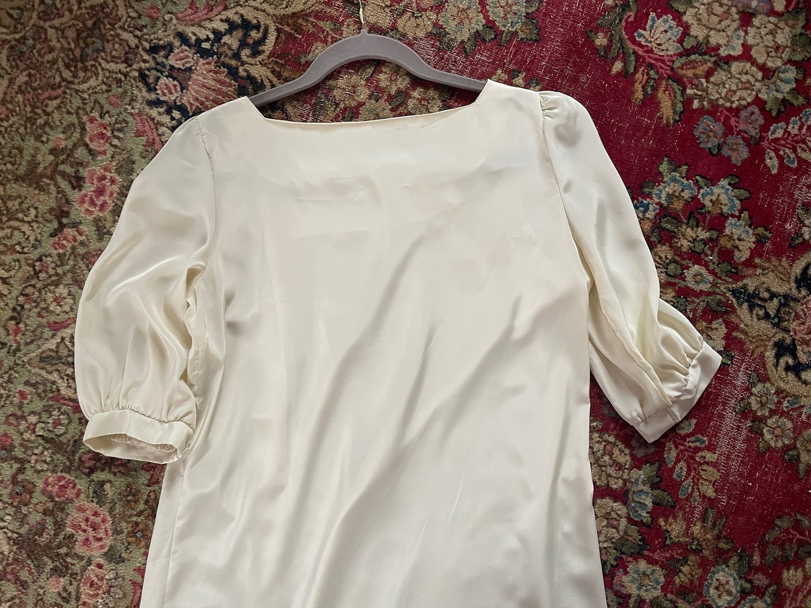 Vintage ‘80s ‘90s Eloquence Paul Harris Ivory Silky Dress Minimalist Ladies M