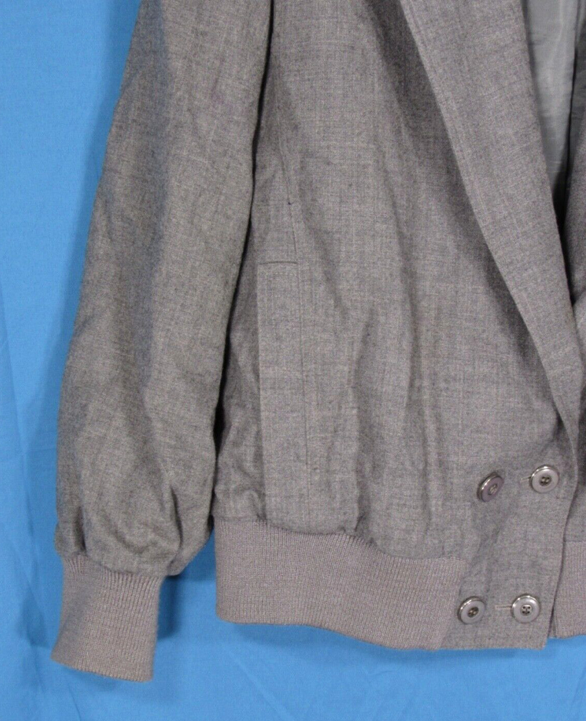 VTG LILLI ANN Heather Gray WOOL JACKET Banded Hem DRESSY BOMBER STYLE XL/1X/18