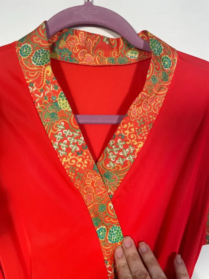 Vintage 1970s Asian Inspired Loungewear Dress Size S