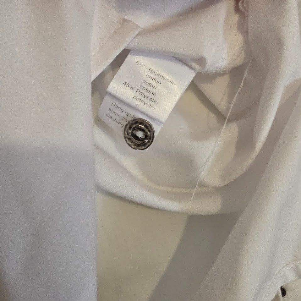 Vintage Hagro Country Trachten Blouse White Edelwiess Pewter Buttons Sz 14/Med