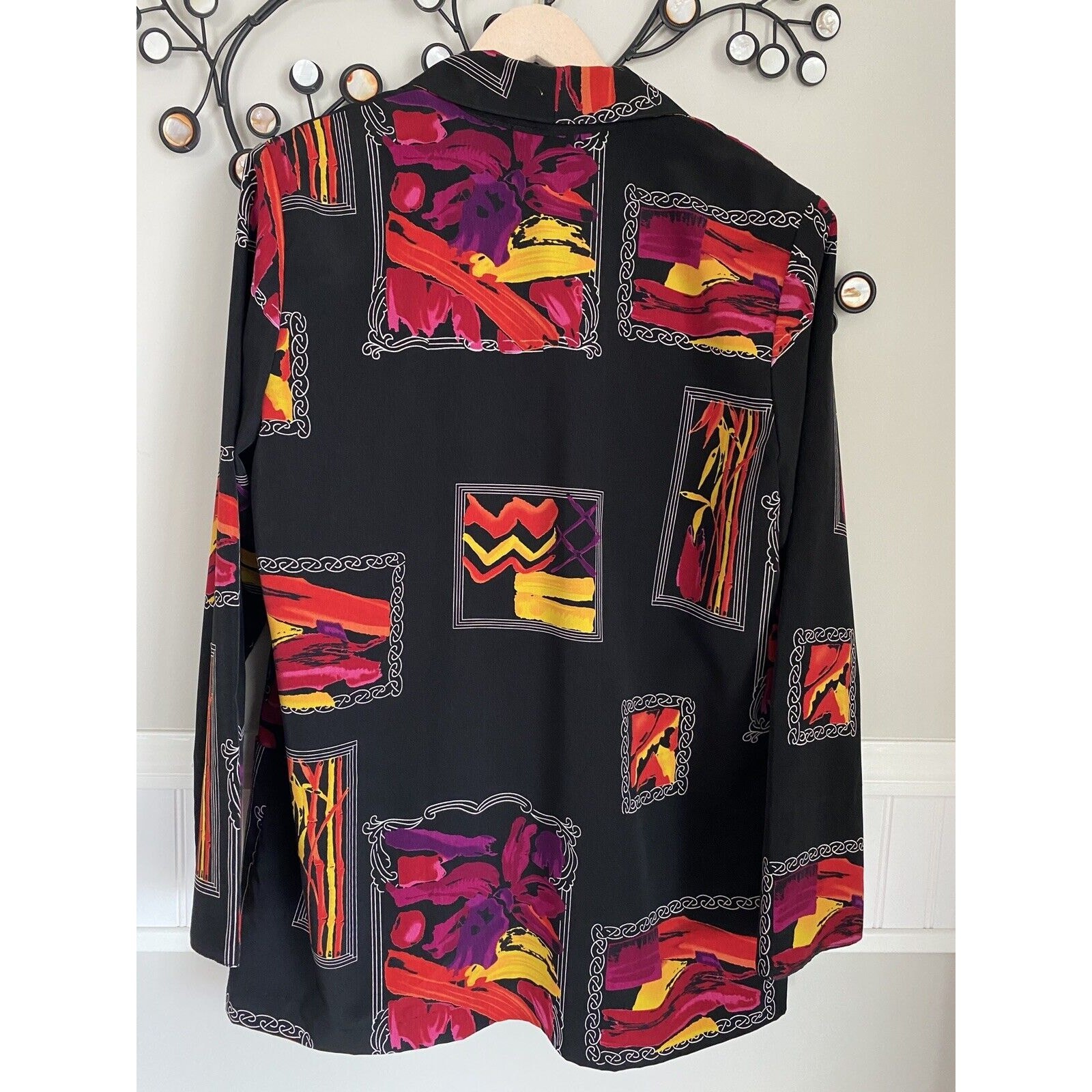 Vintage Brownstone Studio Blazer Jacket Multicolor Abstract Pattern 80s Large