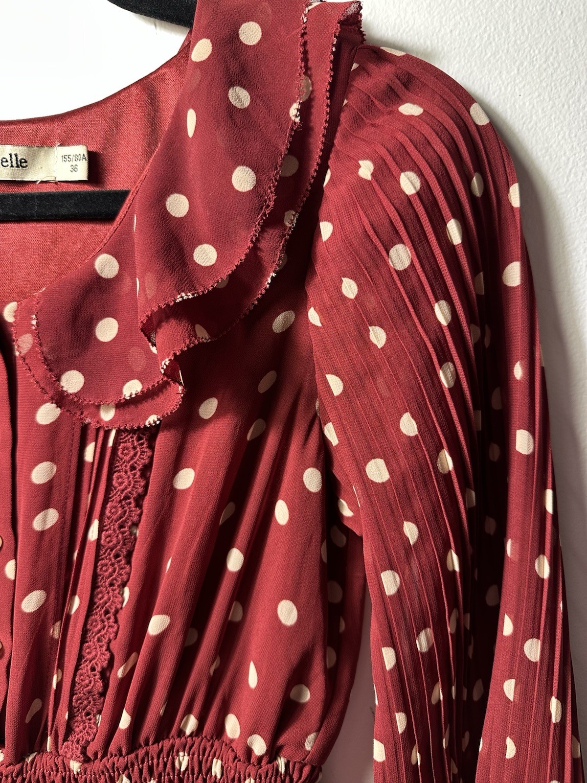 VTG La Chapelle Dress Polka Dots Pleated Skirt Retro Tradwife 40s 60s Twee Girly