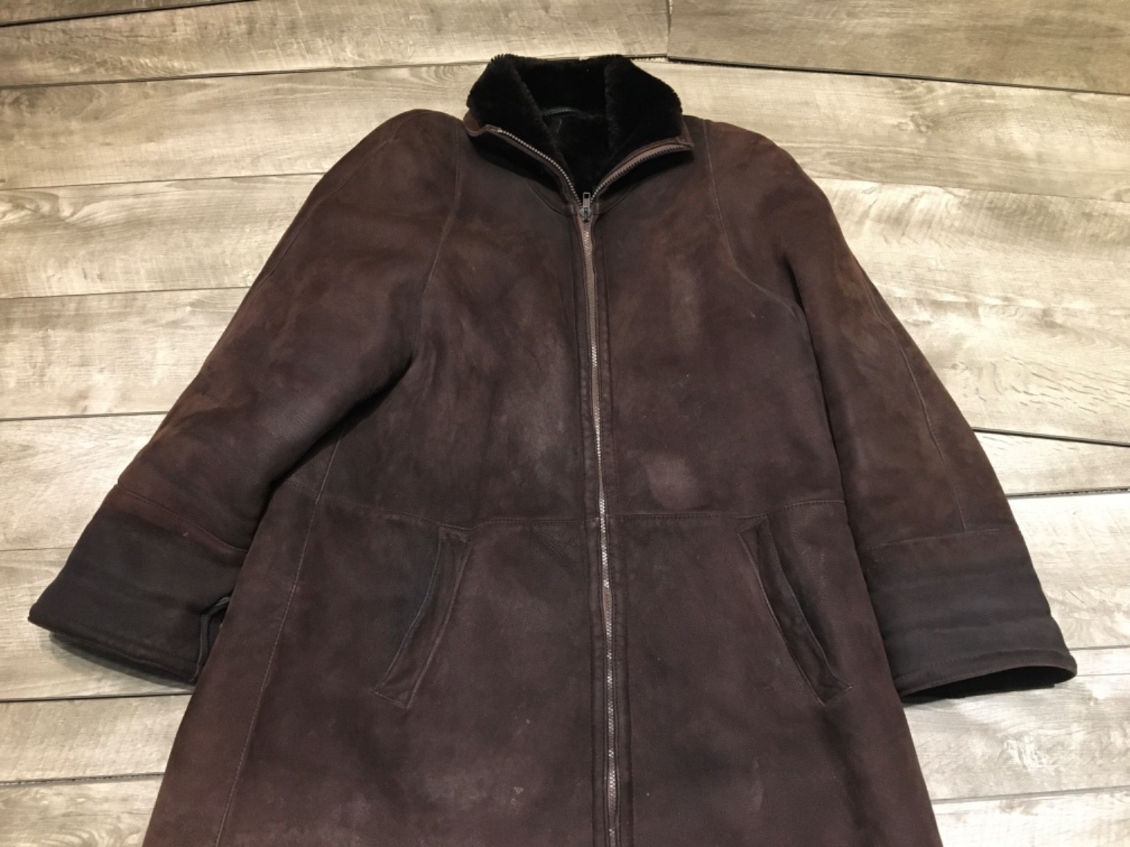Vintage Delino Shearling Sheepskin Womens Coat Jacket Chocolate Size 6 Bomber