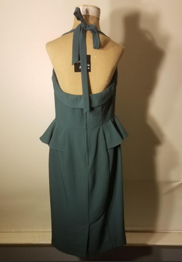 BNWT Stop Staring! Clothing 1950’s Style Dark Green Peplum Halter Dress Size XL
