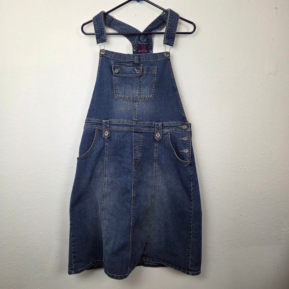 Gloria Vanderbilt Womens Denim Overall Dress Blue Pinafore Jumper Medium Wash