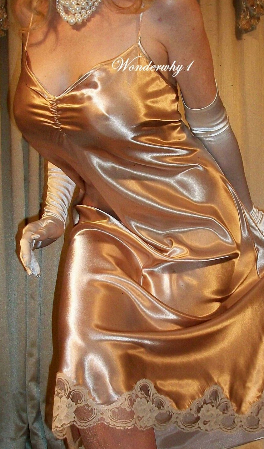 Vtg Farr West Style Gold Satin Full Slip M