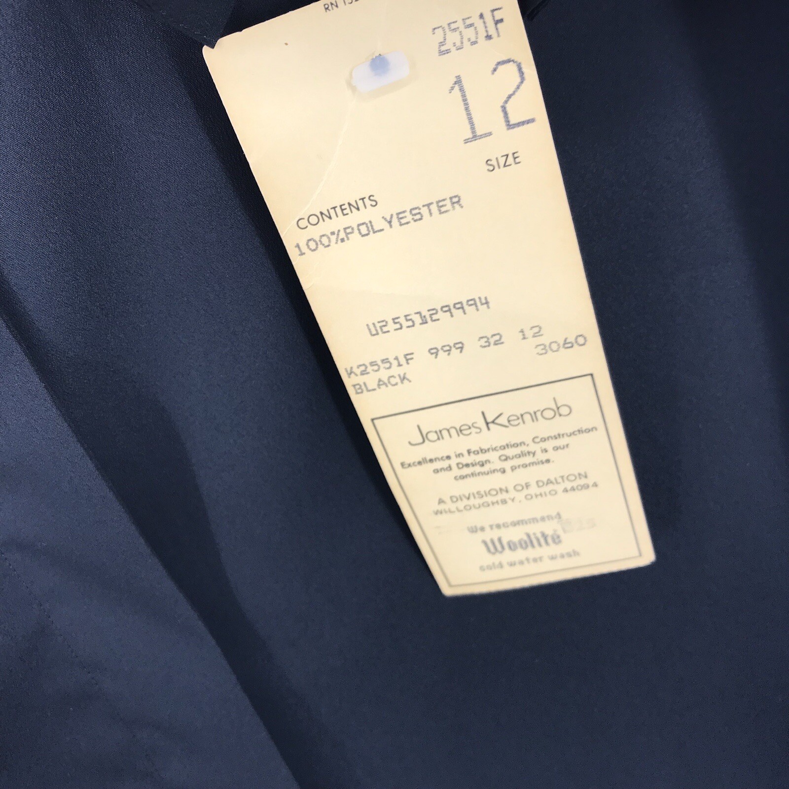 James Kenrob By Dalton Womens Black Long Sleeve Button Up Blouse Size 12 NWT