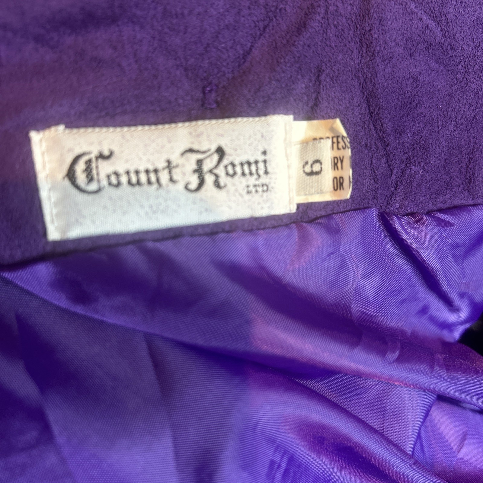 Vintage Count Romi Sz 12 Purple Ultrasuede Skirt Suit w Blouse GVC