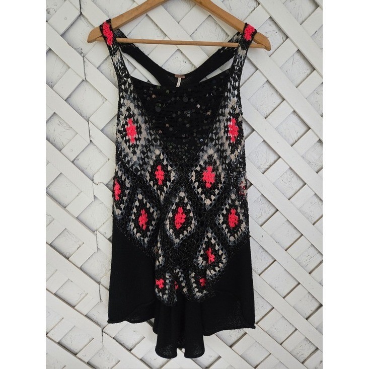 Free People Grandma Crochet Love Trapeze Tank Top Large