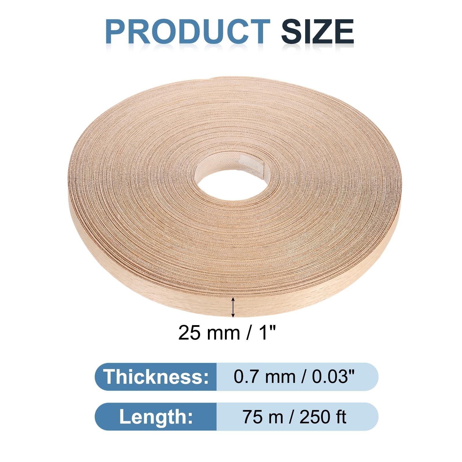 PATIKIL Red Oak Edge Banding 1 Inch x 250 ft Wood Veneer Tape Pre-glued Flexible