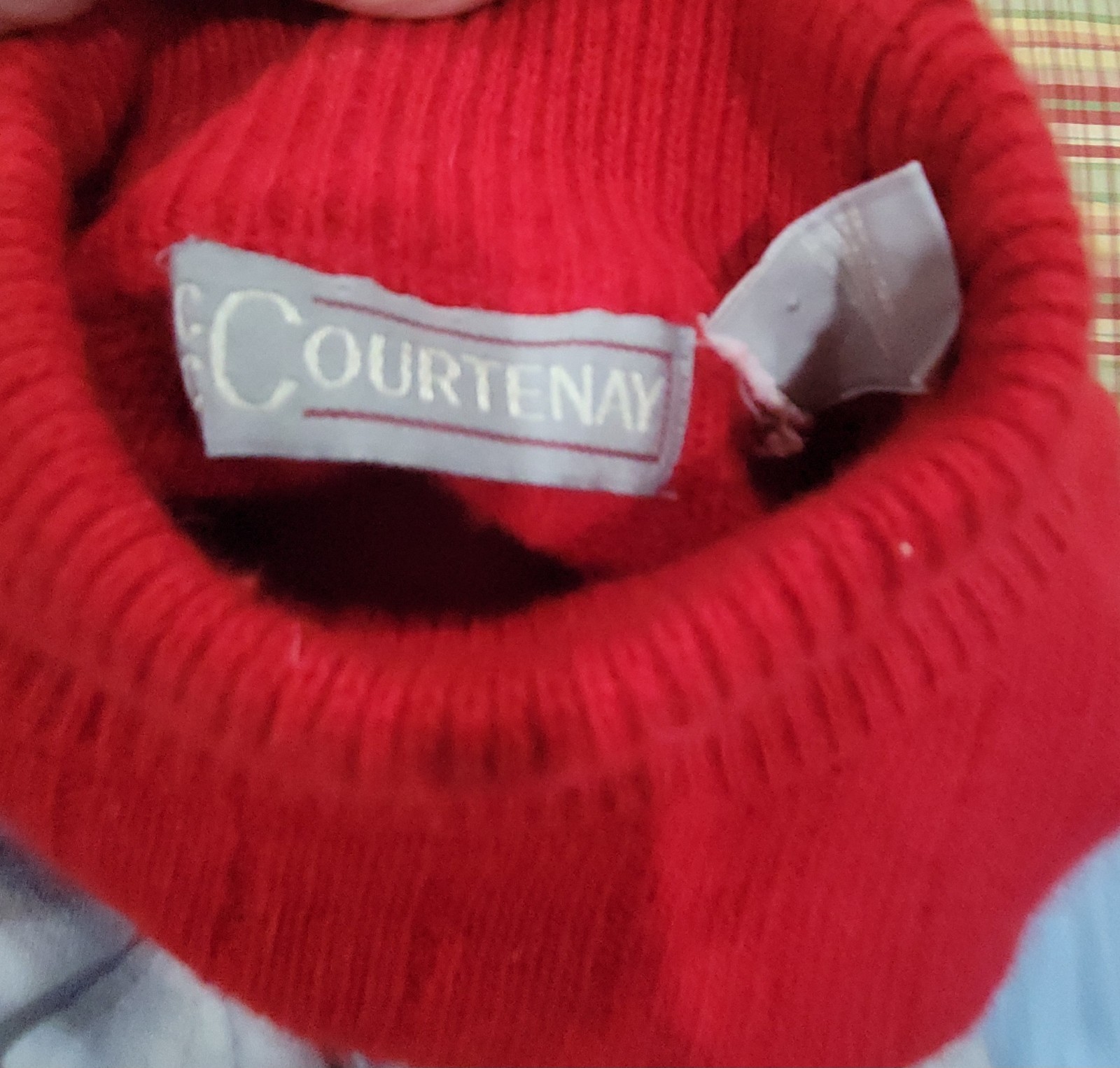 Retro 80s Red Ribbed Pullover Lambswool Vintag Sweater W/Shoulder Pads