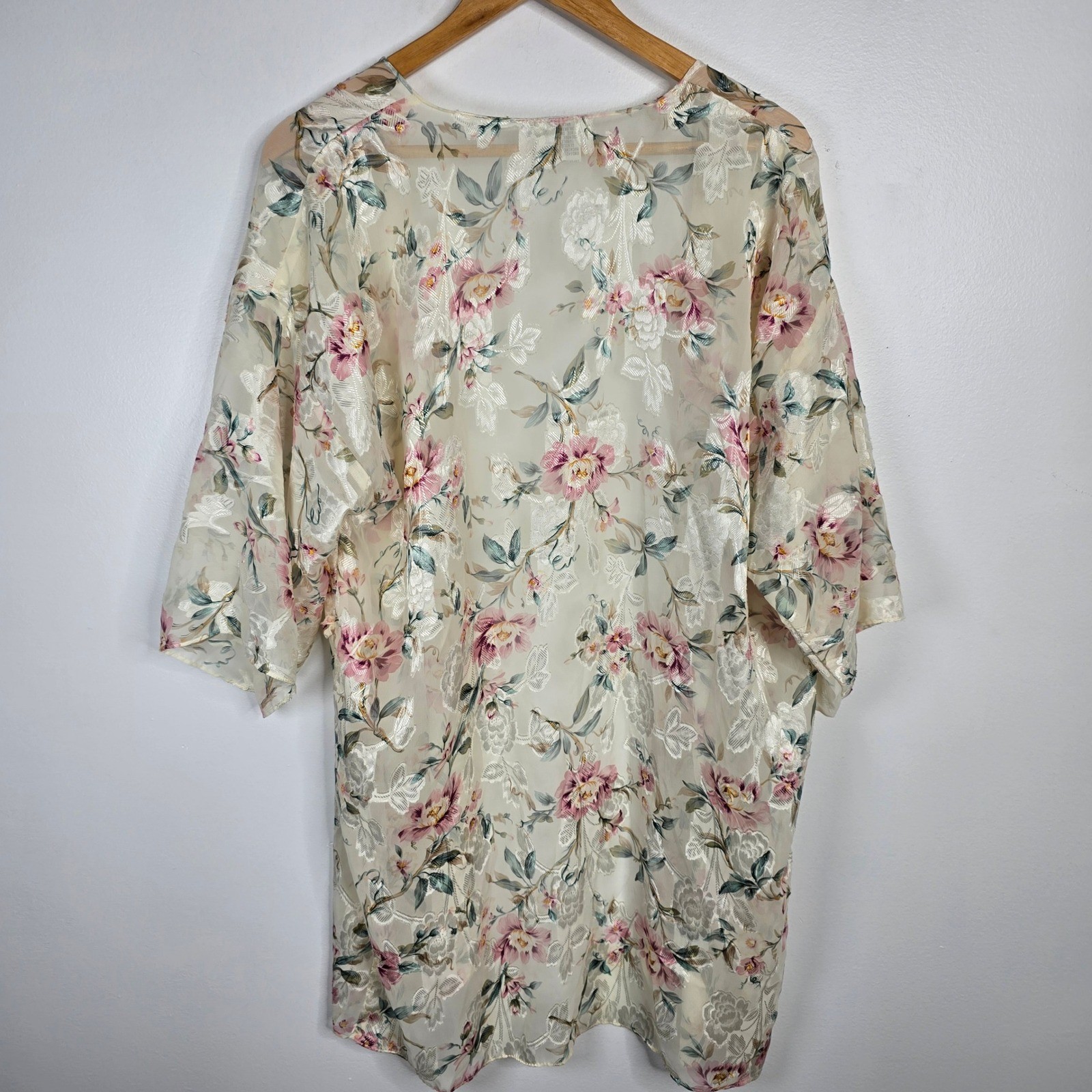Vintage California Miss Medium Floral Kimono Topper Duster Sheer Lightweight