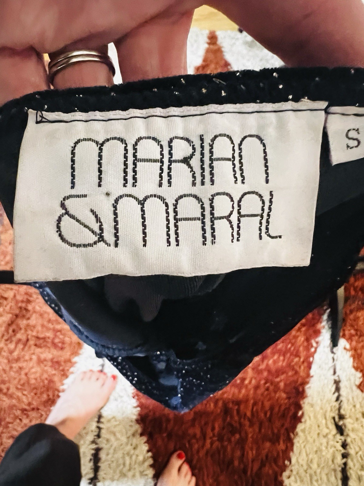 VTG Marian & Maral Dress Black And Sparkle 90s Stretchy Short Sleeveless SM