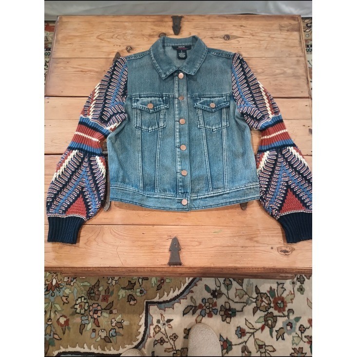 Vagabond Flying Tomato Denim Boho Knit Sweater Sleeve Jacket Sz S