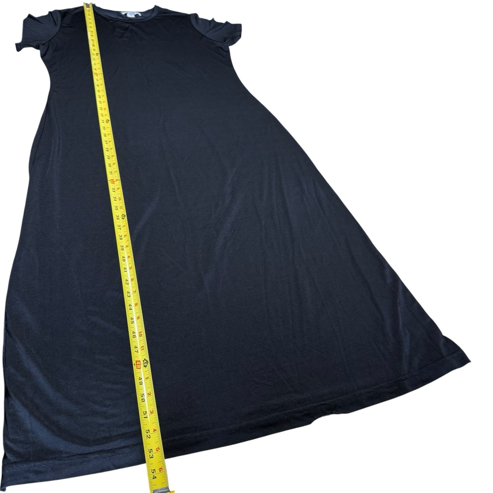 Vtg 80s Tapemeasure New York Maxi Dress Black L Stretch Gothic Witchy Classic