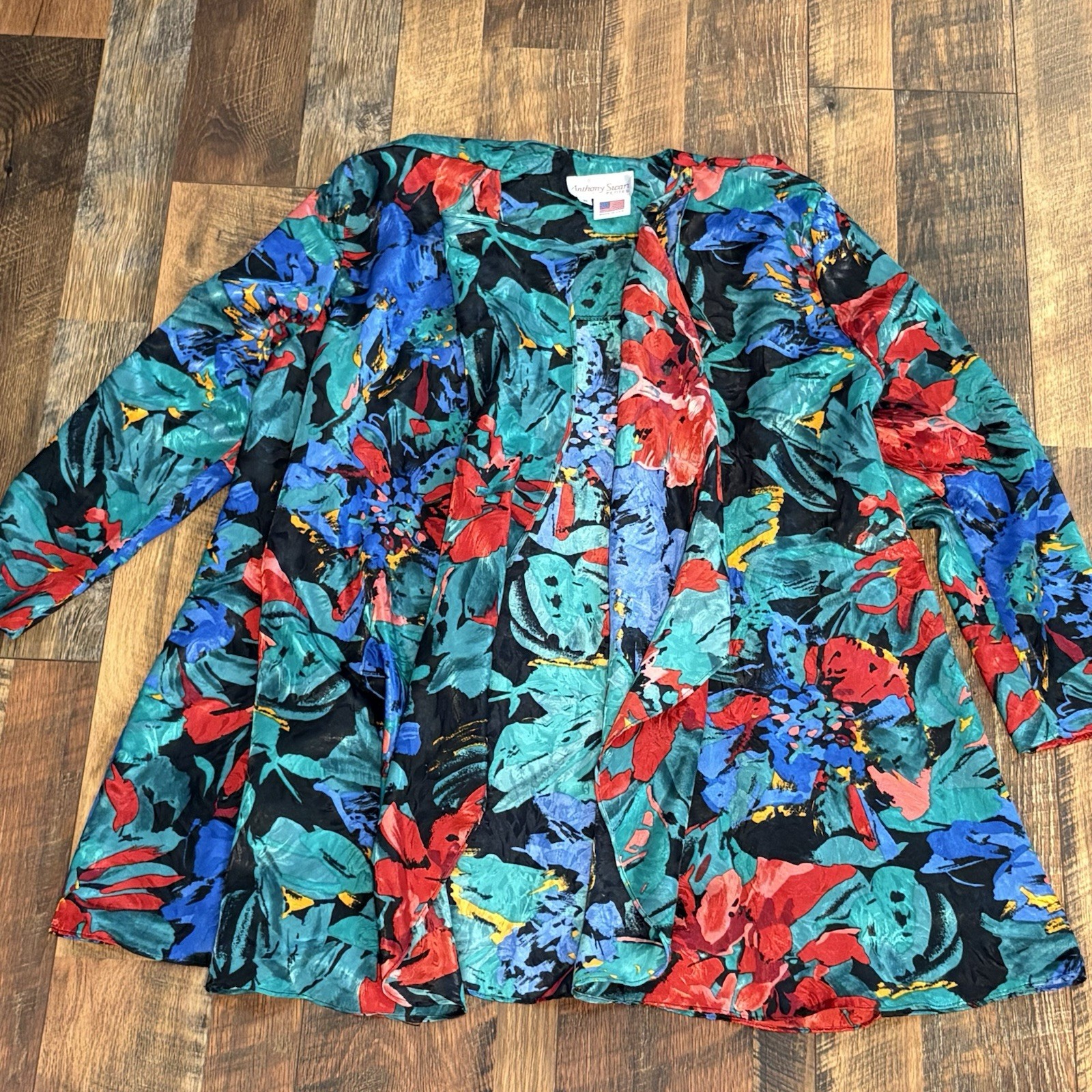 VTG Anthony Sicari 3pc Jacket Jumpsuit Belt Silky Womens 8 Petite Retro Hippie