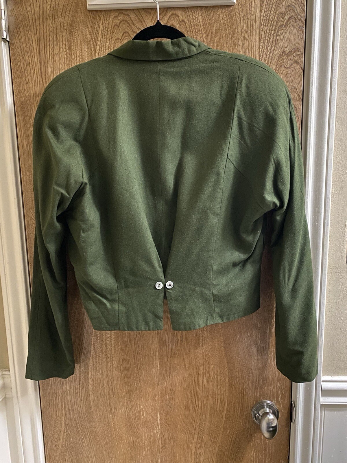 Vintage Outback Red 80s Cropped Blazer Olive Double Breasted 100% Silk Size 10