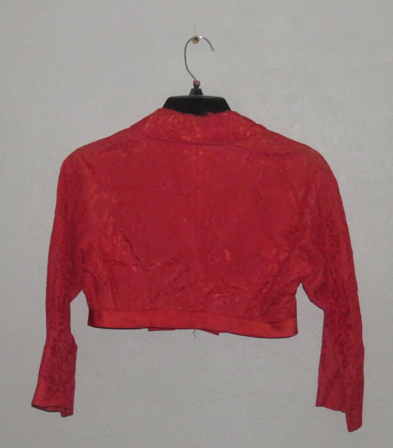 Vintage 1960s Red Lace Dress: Dress w/ bolero jacket. Has defects
