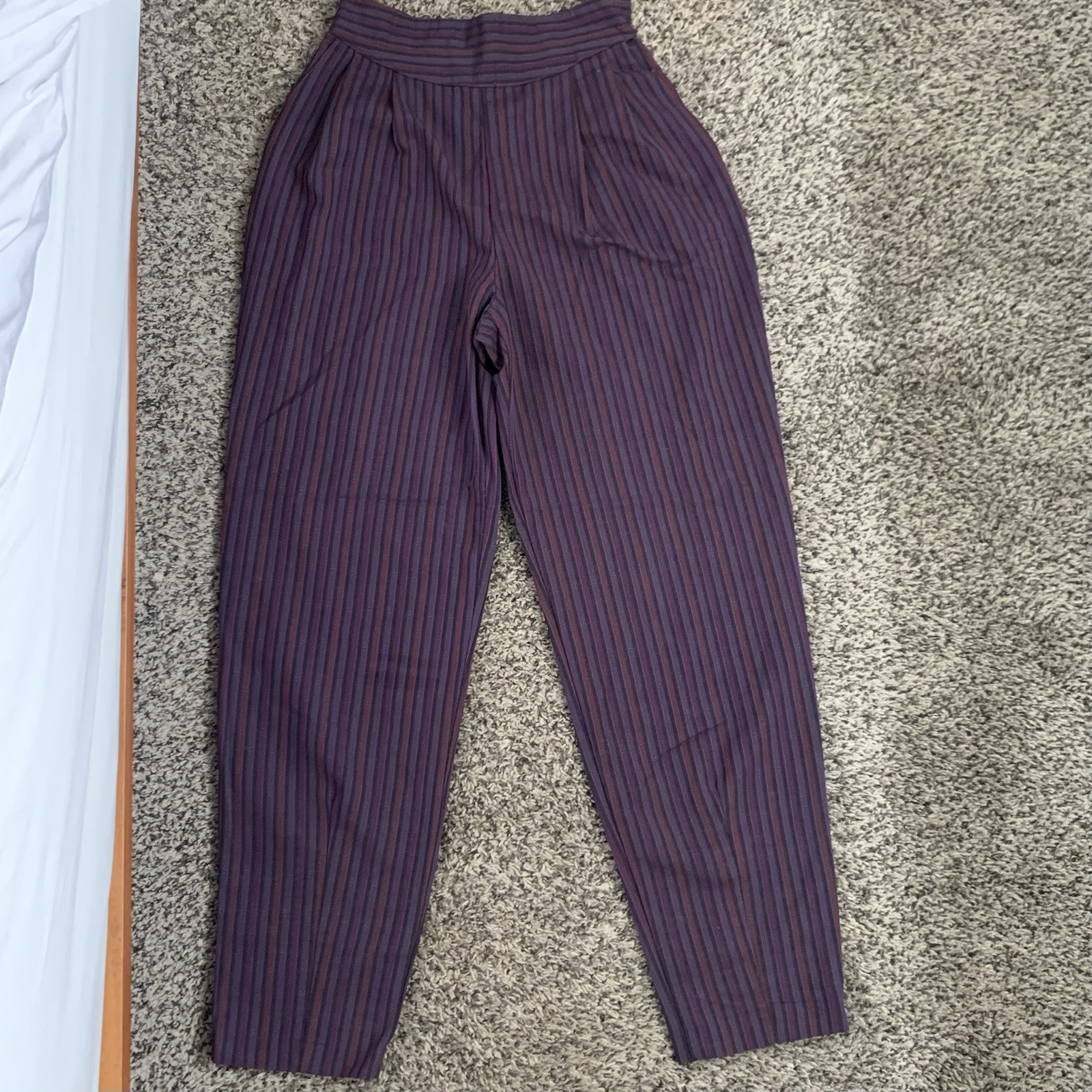 Vintage Happy Legs Pants Parachute Pleated High Rise Purple Black Small
