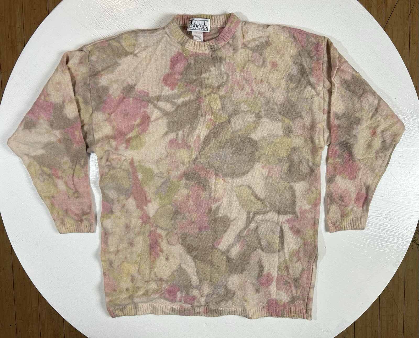 JG Hook Vintage Floral Wool / Rabbit Hair Knit Sweater Women’s LARGE Italy Made
