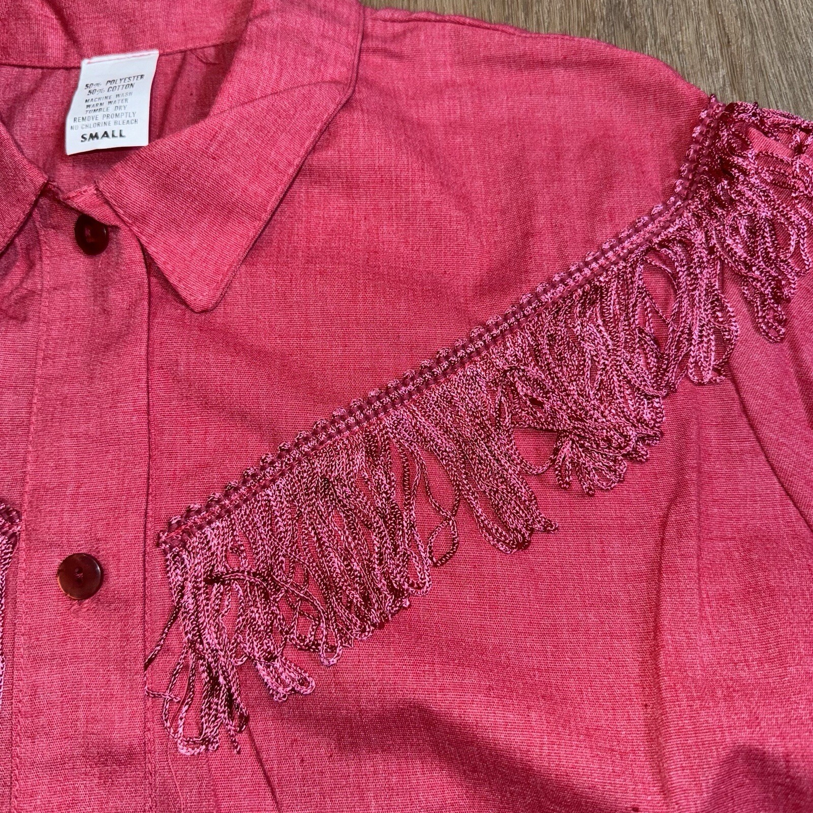Vtg 70s Western Shirt Rockabilly Fringe Dolly Parton Cowgirl Rodeo Womens Small
