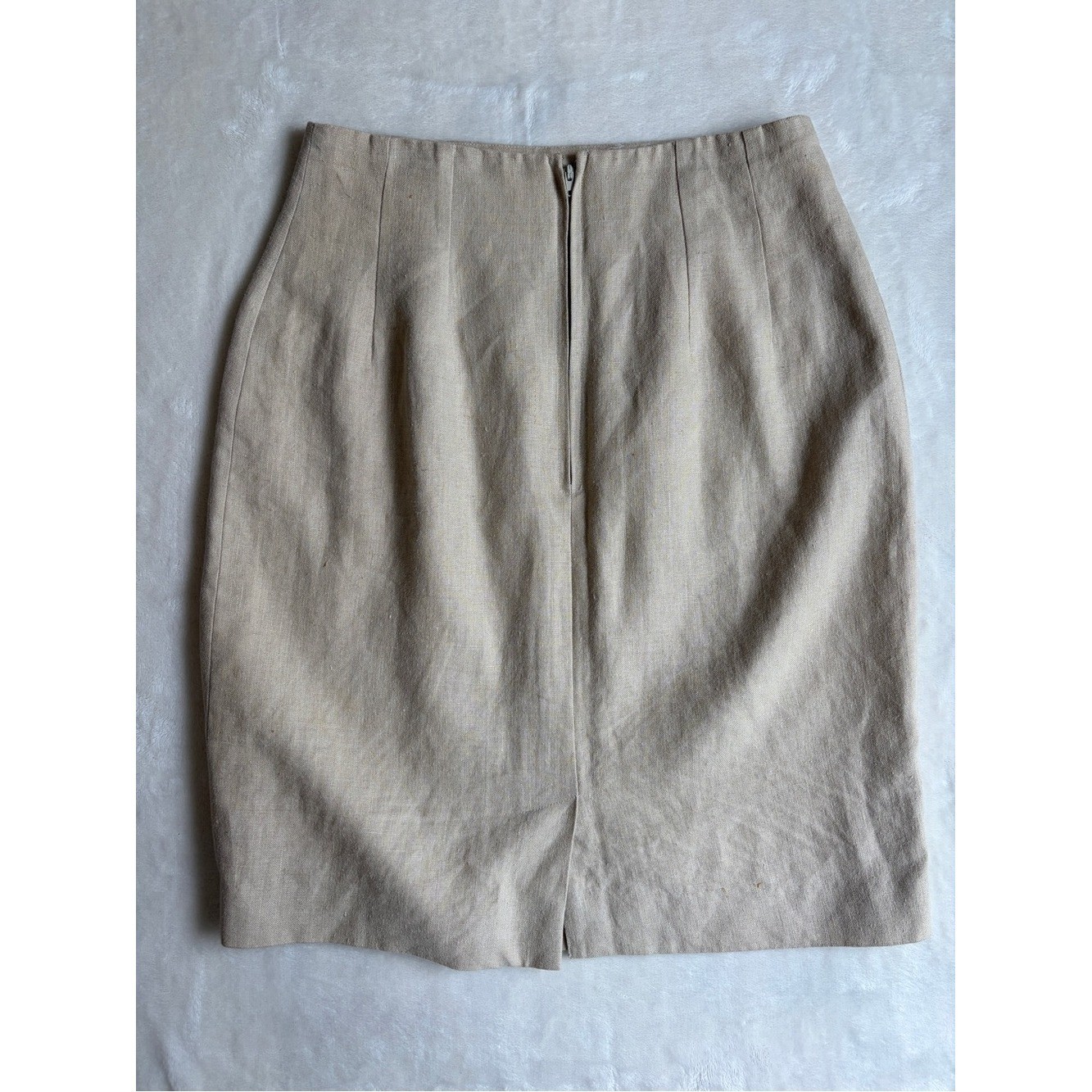 Vintage Carol Horn Workshop Linen Pencil Skirt – Beige / Oatmeal – Size 8