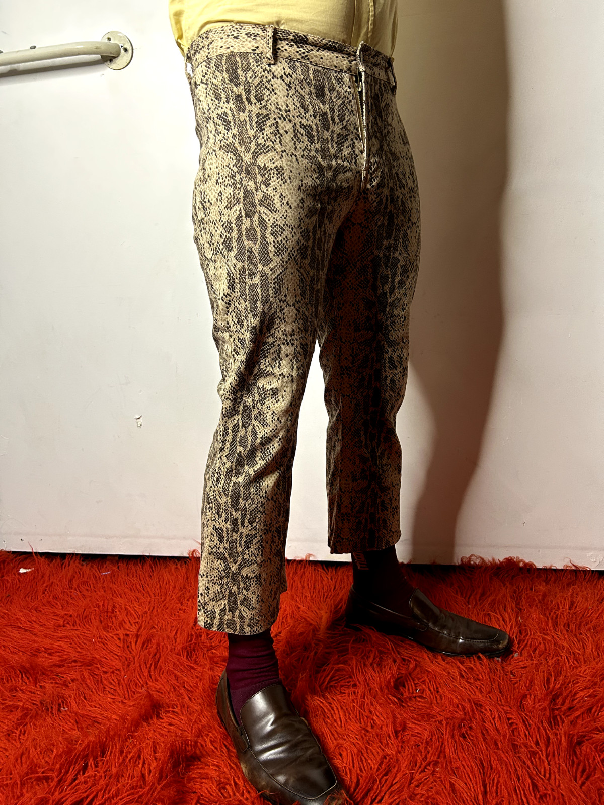 Vintage Australian WESTCO Snakeskin Print Flare Pants Glam Metal Stagewear W33/L