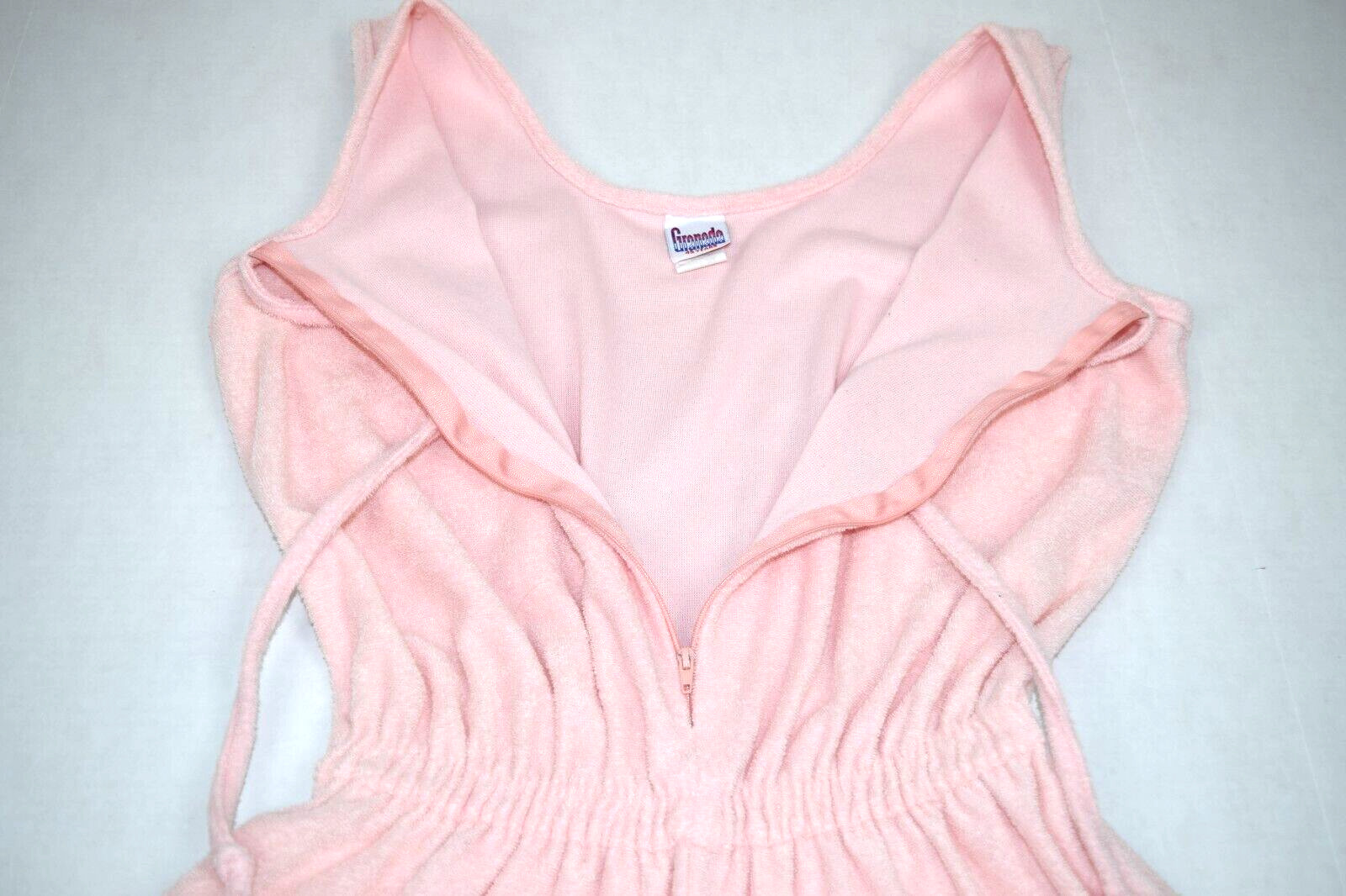 Vintage Pool Cover Jumper Granada Size S/M 80s Pale Pink Terrycloth Front Zip