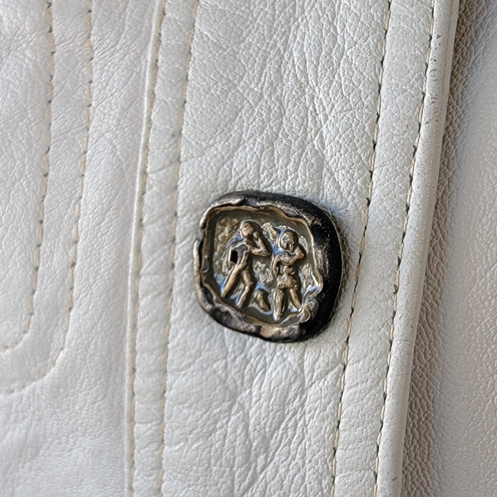 Vintage 90s Margaret Godfrey Leather Jacket Short Off-White Women S Quiet Luxury