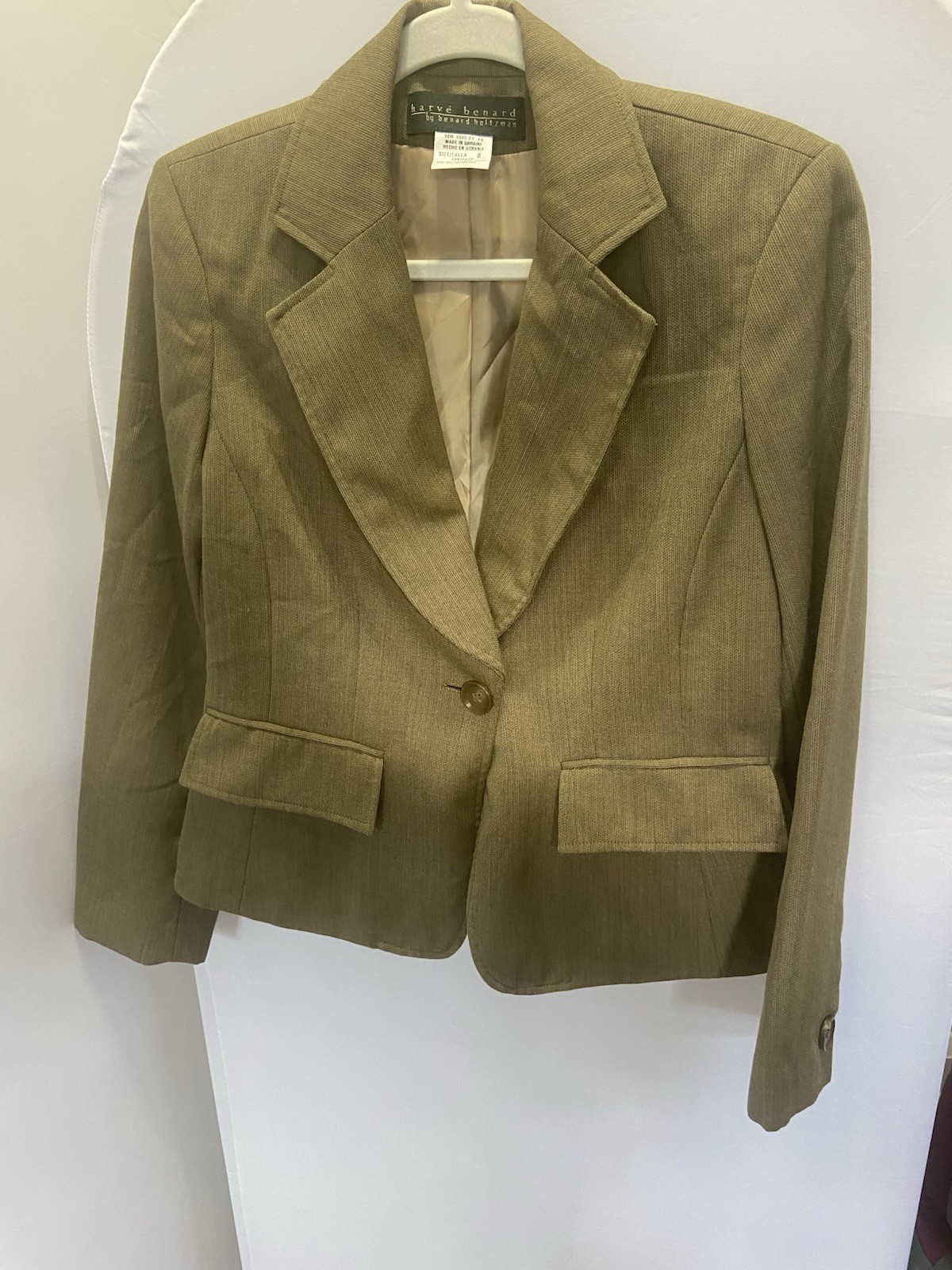 Harvé Bernard Blazer Women Size 8 Brown Poly Wool Blend