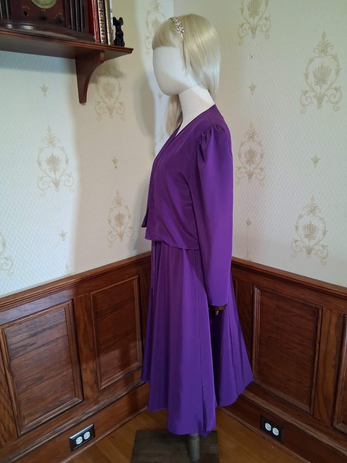 Vintage 1980s Caron Chicago 3-piece Purple Plaid Flowy Cottagecore Sundress Suit
