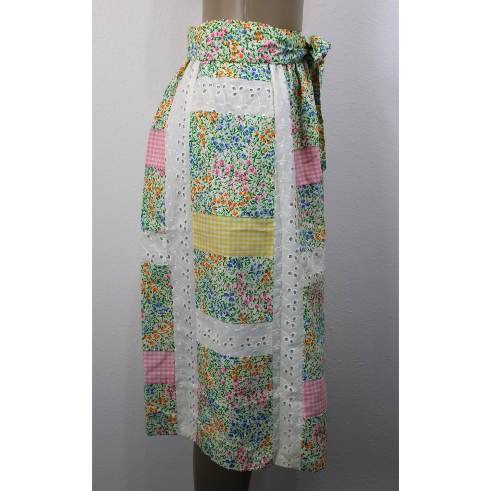 MR.HANK Vintage 60s 70s Patchwork MOD Boho Hippie Skirt Waist Stretch
