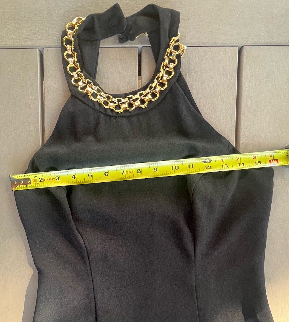 VTG CDC formal Y2K Size 6 Formal Black maxi dress Embellished neck Open back