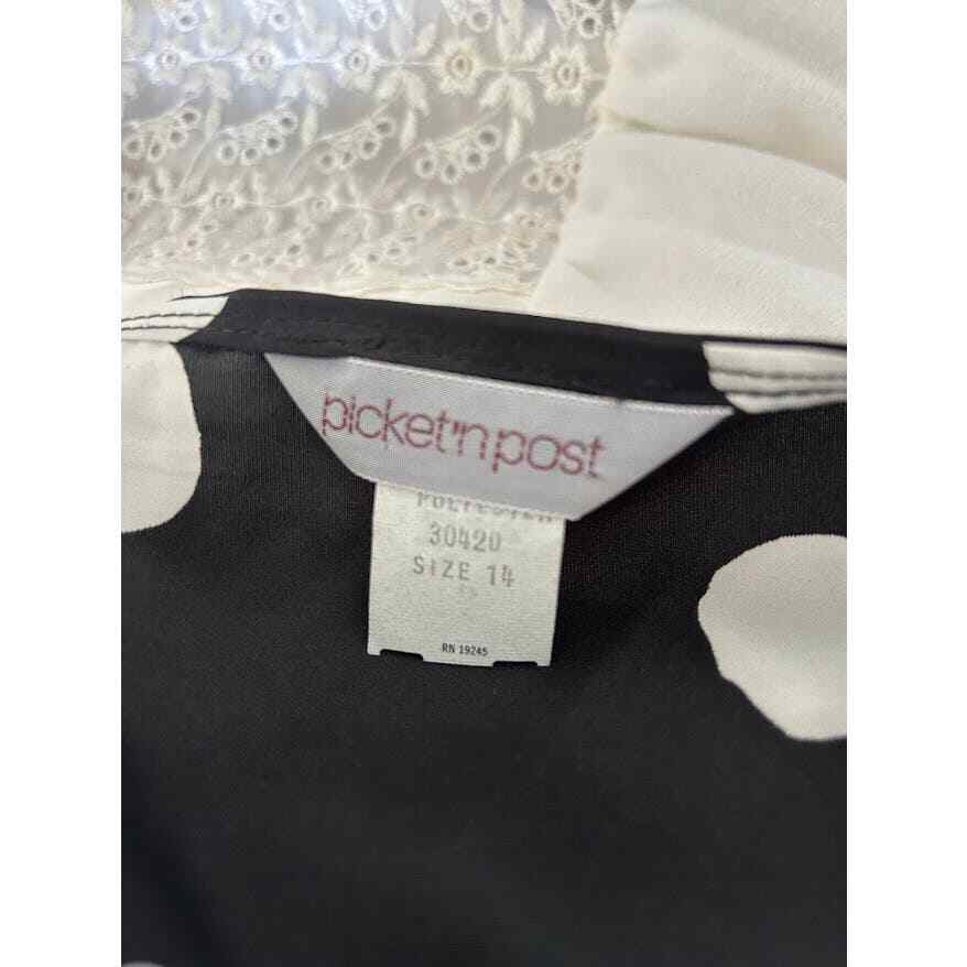 Vintage 80s secretary top size 14 polka dots new old stock puff sleeve
