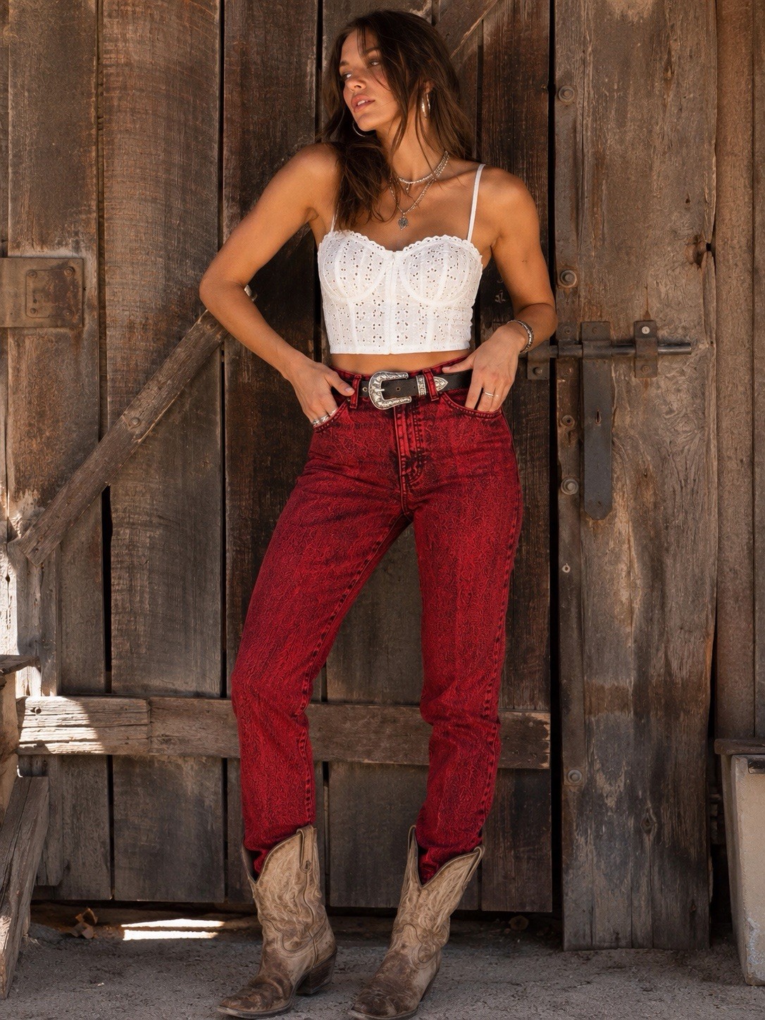 Vintage 80s 90s Wrangler 14MWZIR Red Acid Wash Jeans Cowboy Cut NWT Deadstock