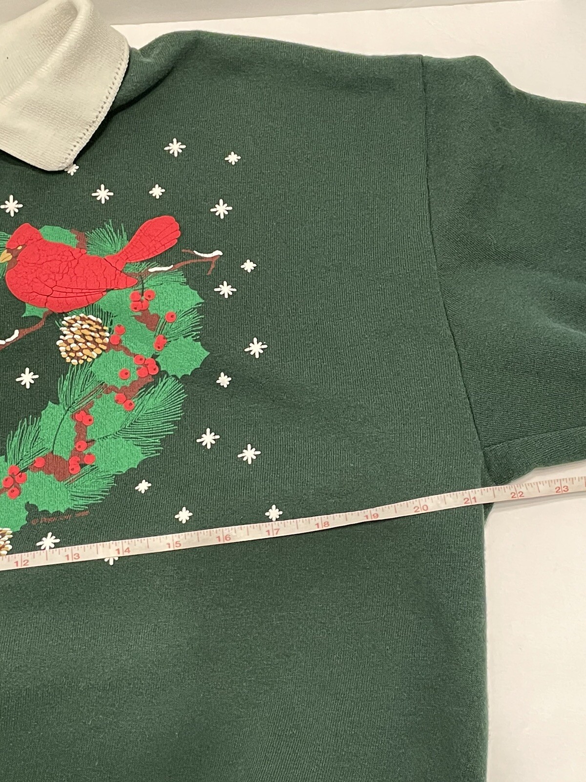 vtg 80s Pegigoff Large collared christmas collared sweatshirt Cardinals Puffy
