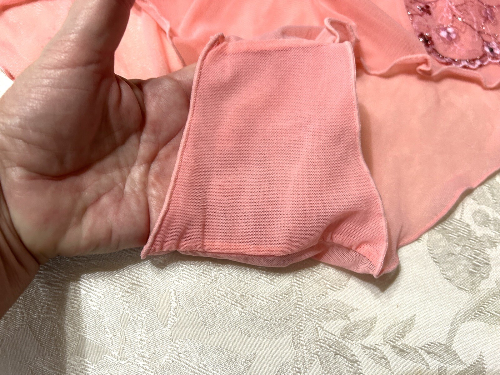 NWOT Vtg DELTA BURKE 6414 Embroidered Sheer Mesh Hipster 9/2X Pink Panties #108