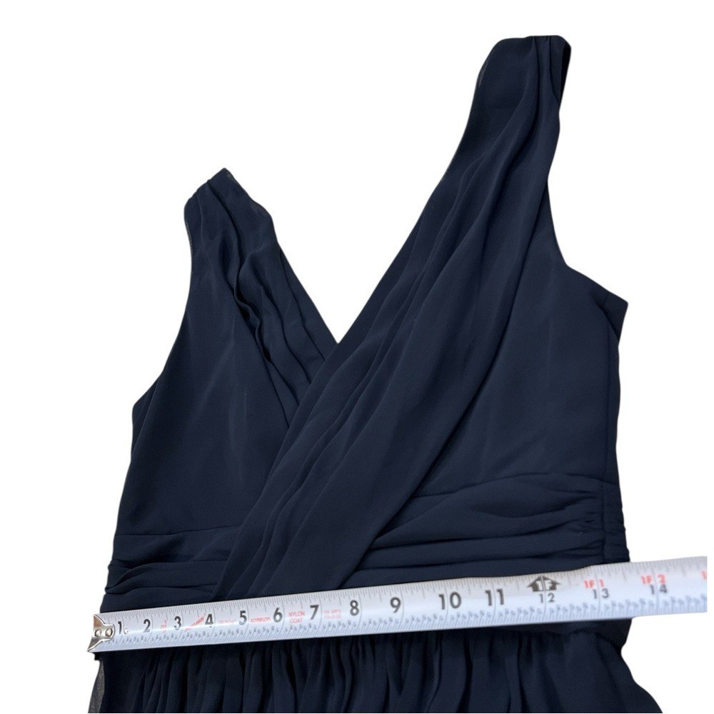 Dessy Collection Vivian Diamond Surplice Ruched Chiffon Gown, Midnight Blue, 8R
