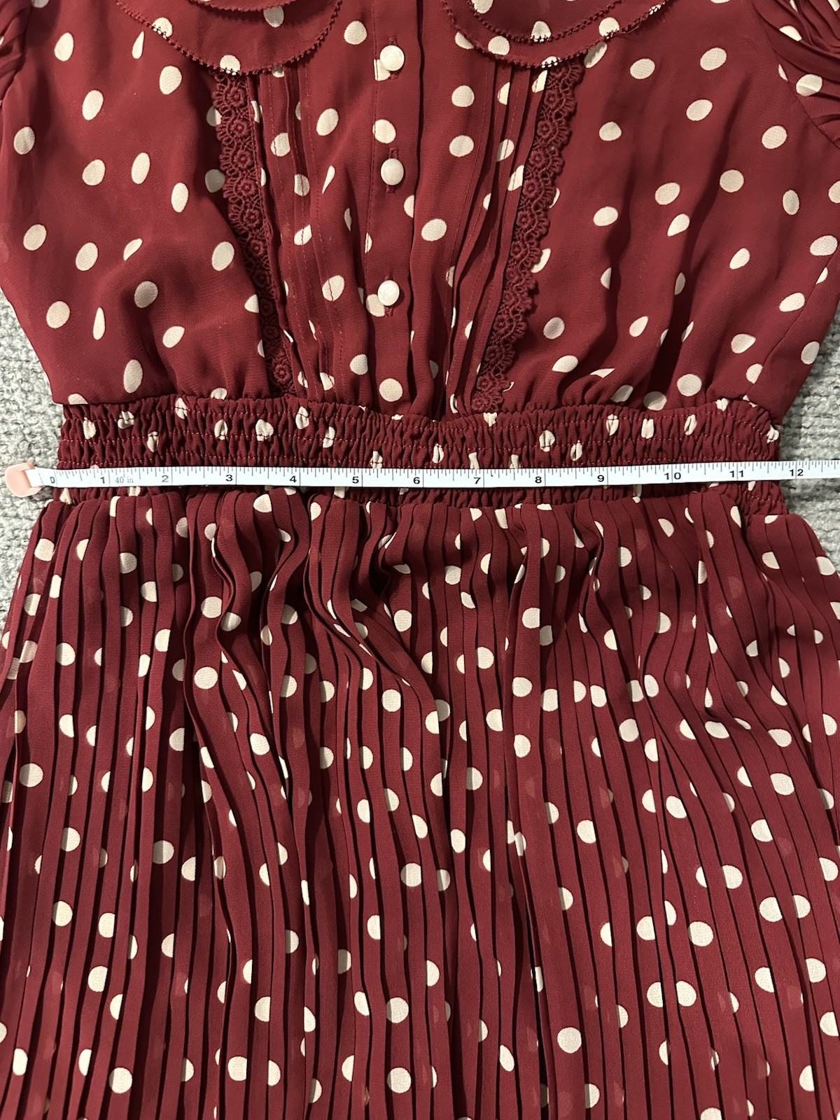 VTG La Chapelle Dress Polka Dots Pleated Skirt Retro Tradwife 40s 60s Twee Girly