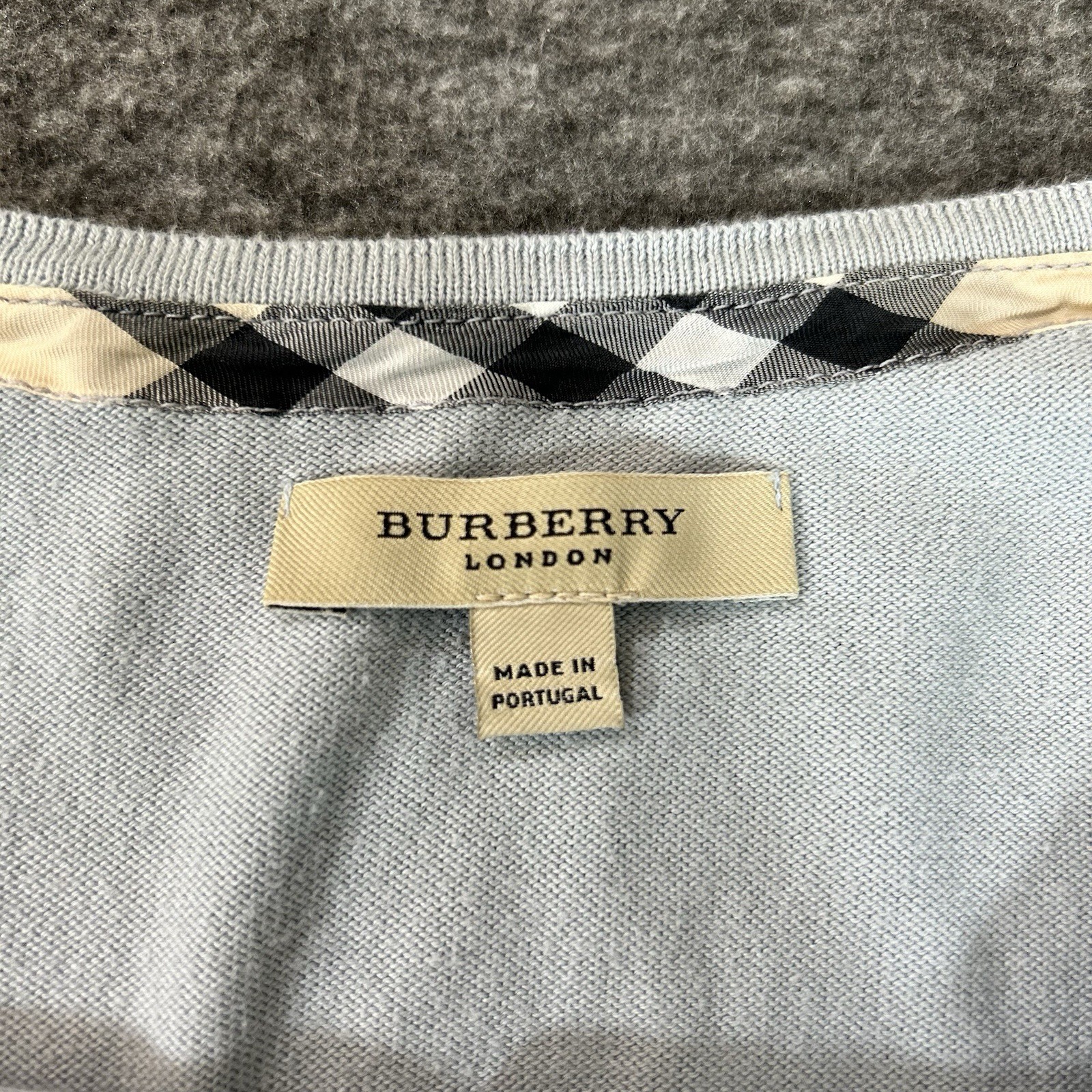 Vintage Burberry London EKD Embroidered Logo Size Large Light Blue 100% Cotton