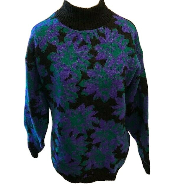 Vintage Sweater Women’s Size M? Multi Color Floral Warm USA Spunky 80’s